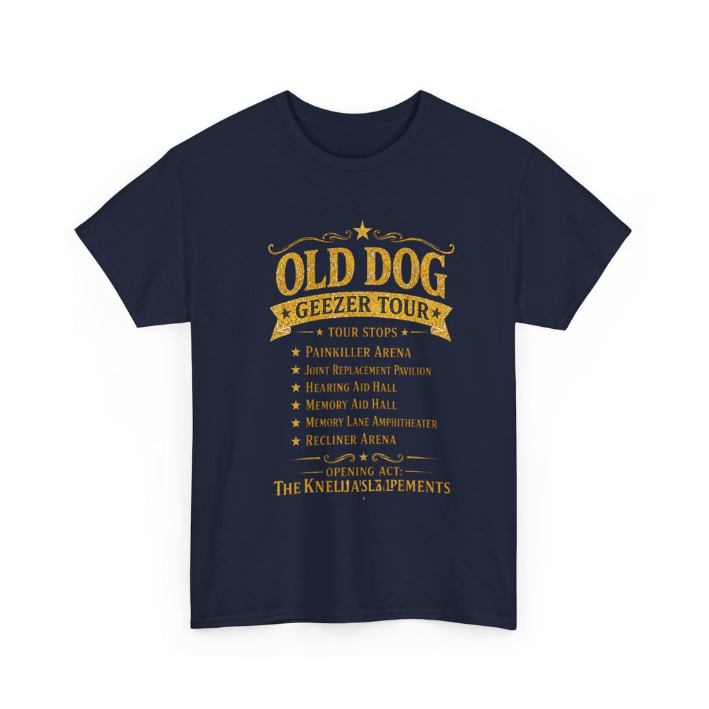Old Dog Geezer Tour T-Shirt — Funny Senior Pet Lover Tee
