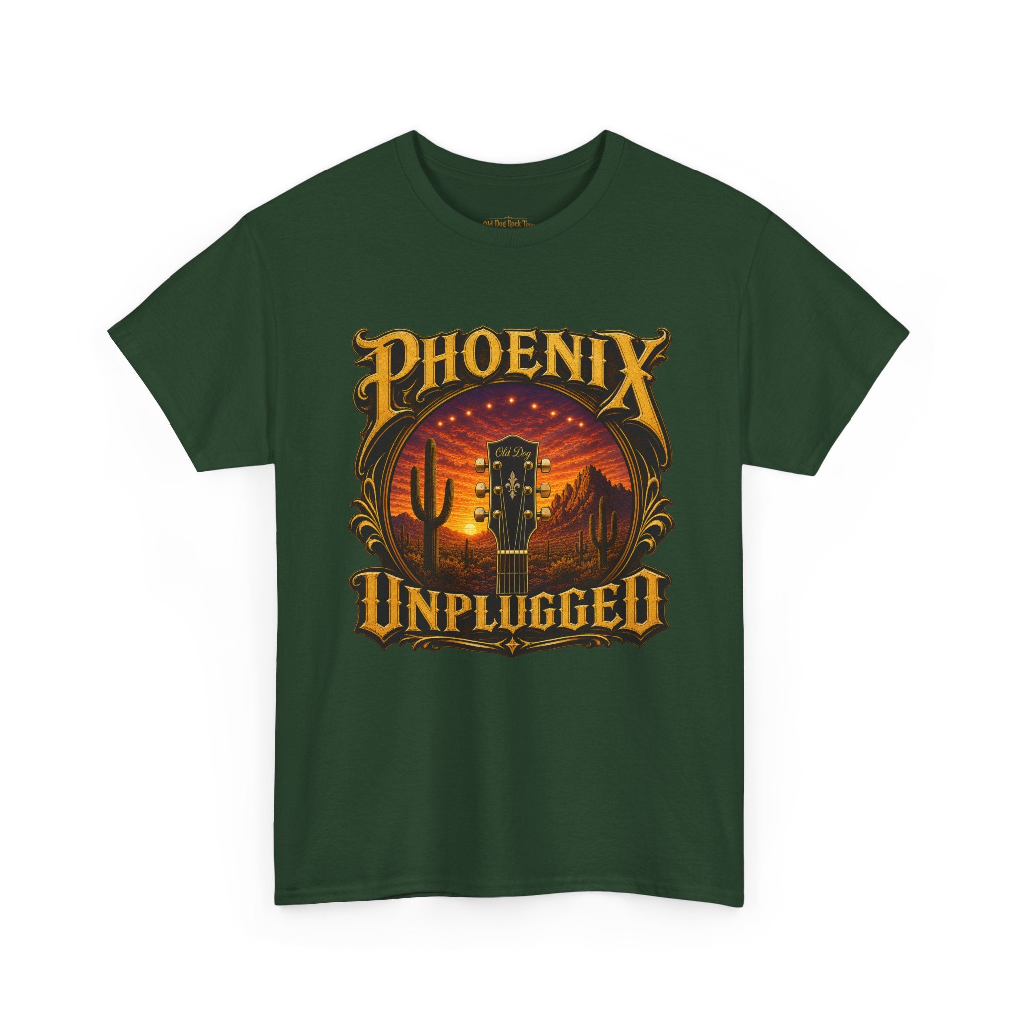 Phoenix Unplugged Tee — Desert Sunset Guitar Band Shirt