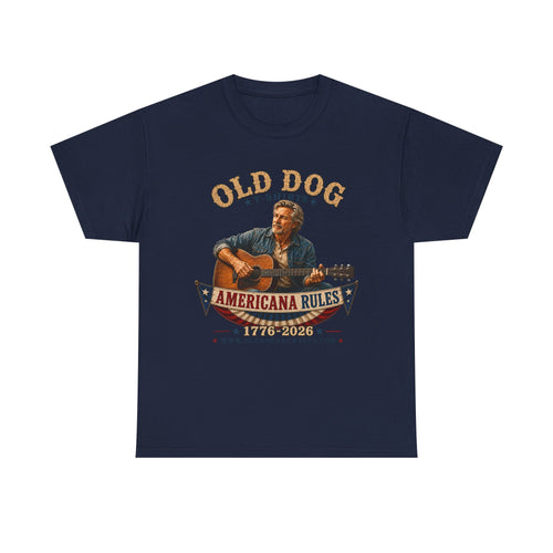 Americana Rules Tee — Old Dog Guitar Vintage Music T‑Shirt