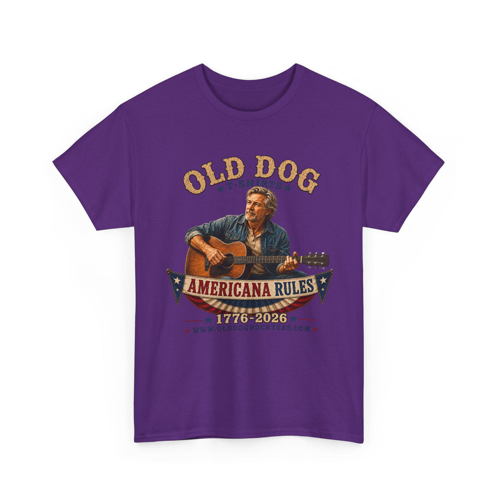 Americana Rules Tee     Old Dog Guitar Vintage Music T Shirt