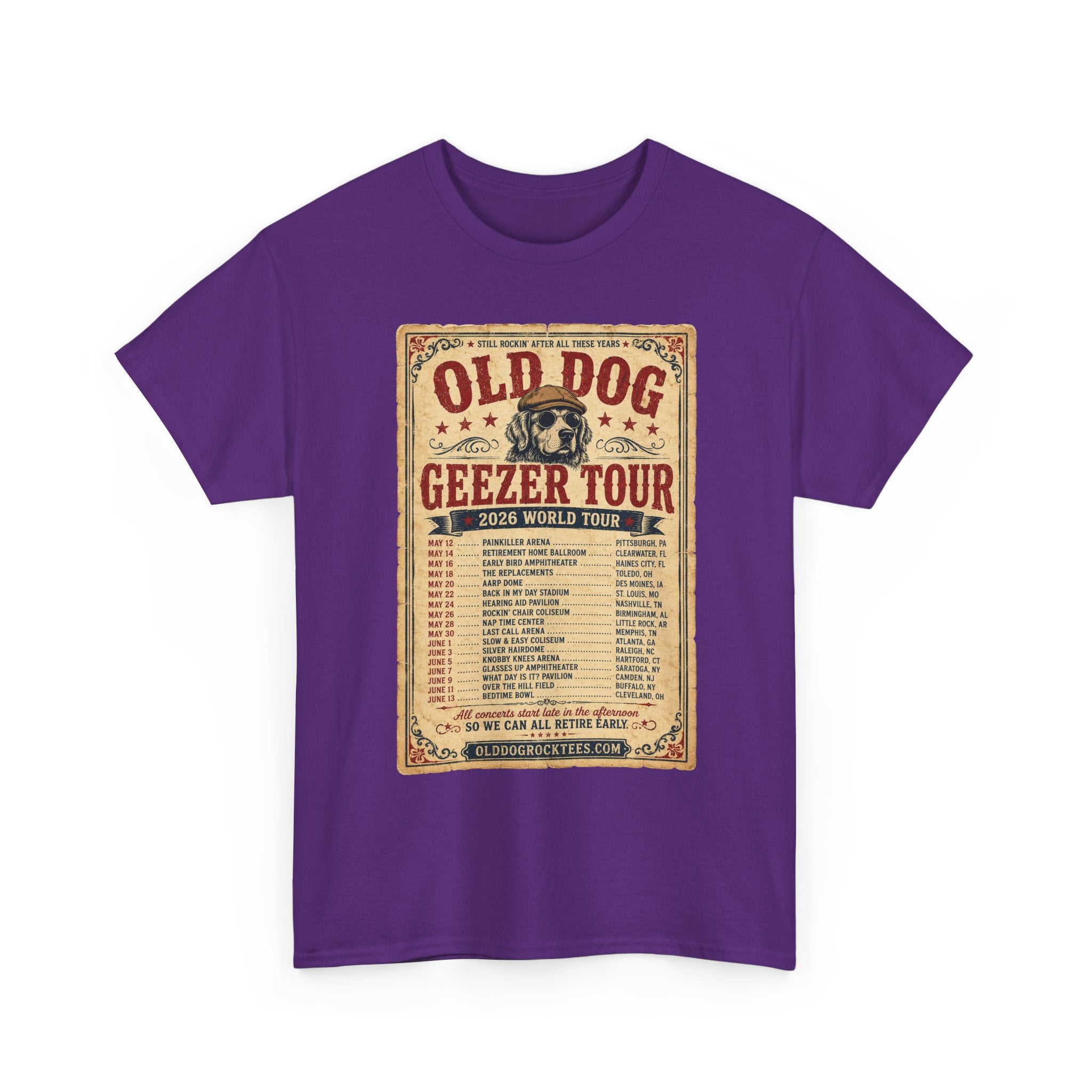 Old Dog Geezer Tour T-Shirt — Vintage Concert Poster Tee