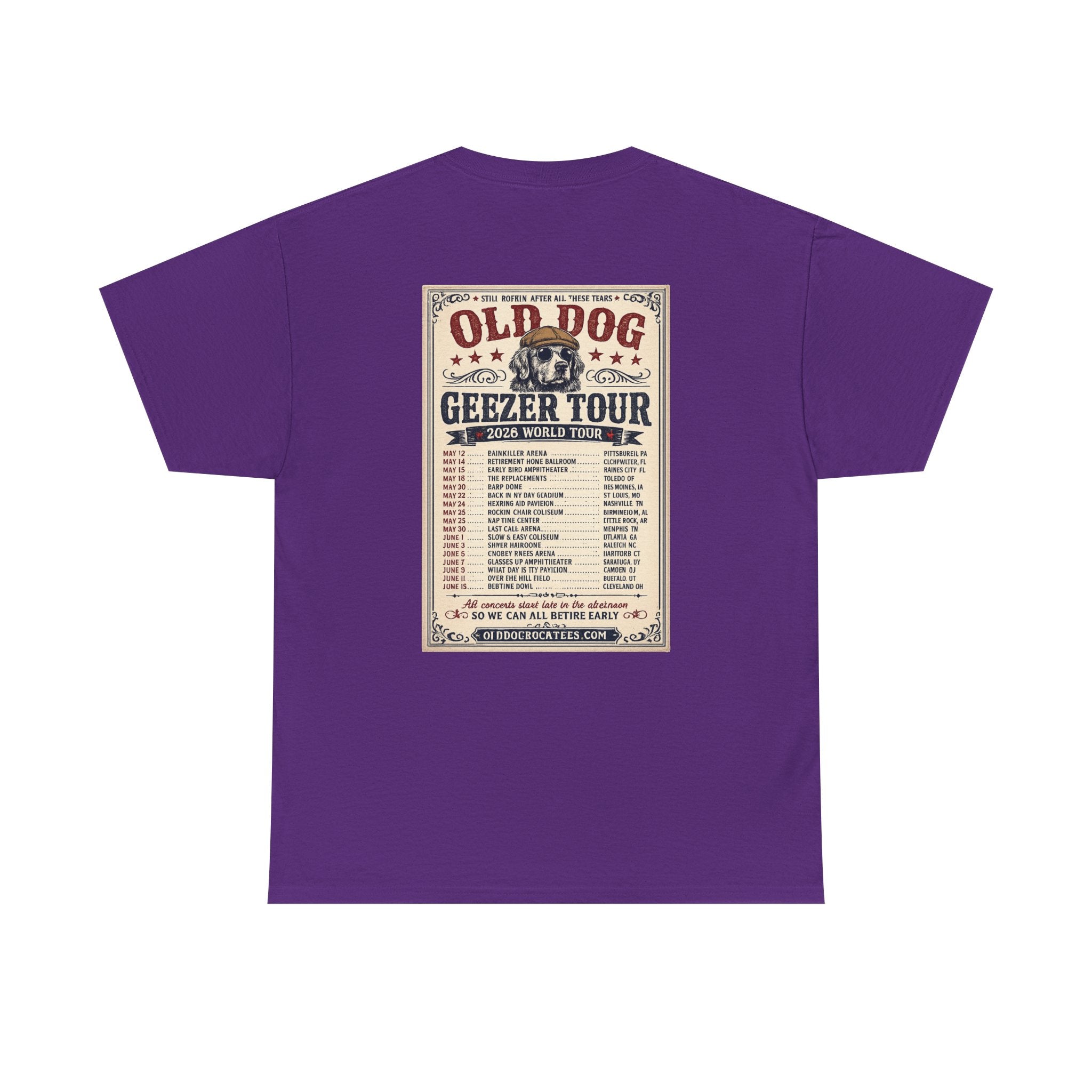 Old Dog Geezer Tour T-Shirt — Vintage Rock Tour Poster Tee