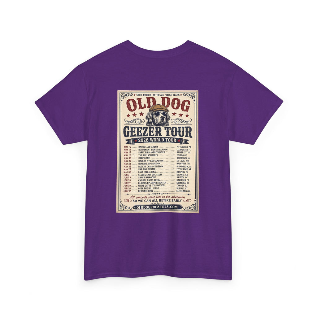 Old Dog Geezer Tour T-Shirt — Vintage Rock Tour Poster Tee