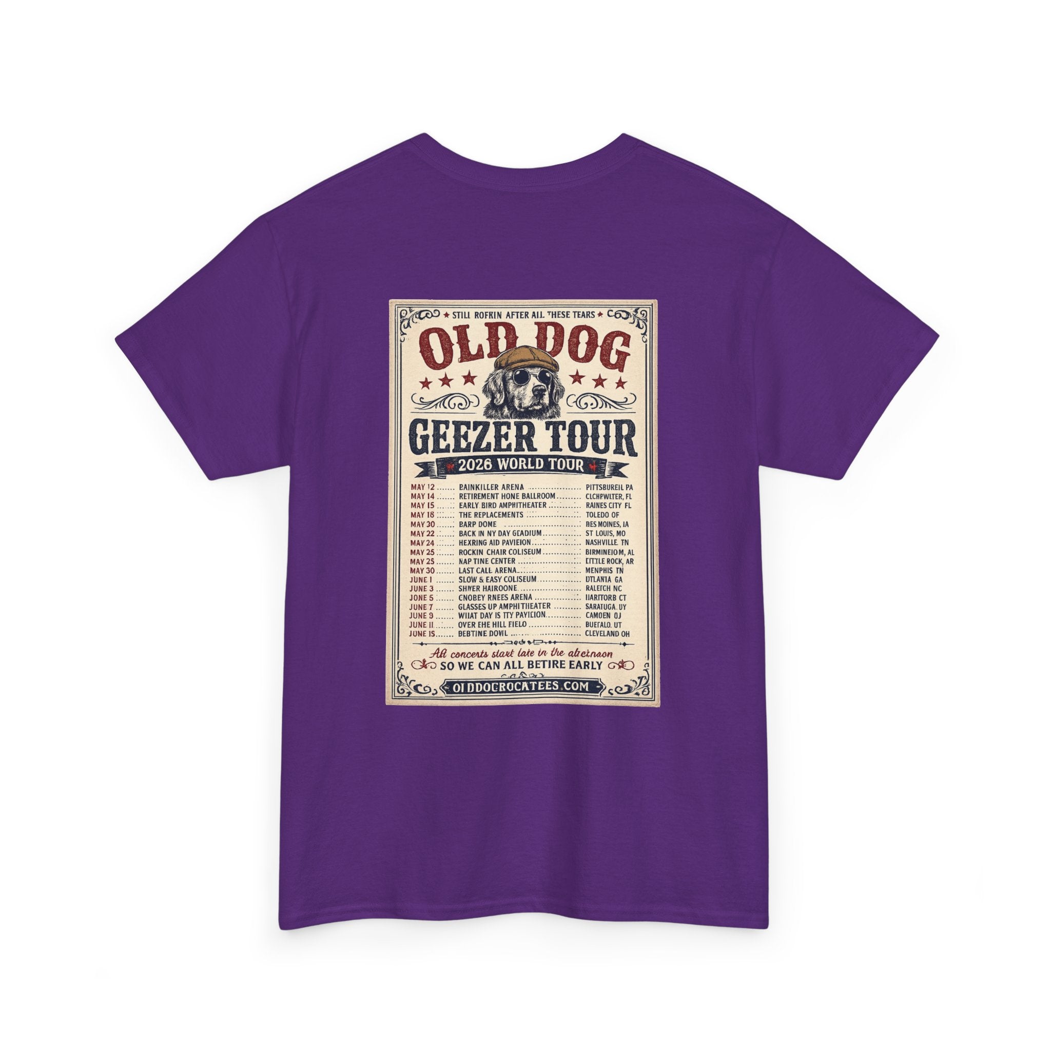 Old Dog Geezer Tour T-Shirt — Vintage Rock Tour Poster Tee