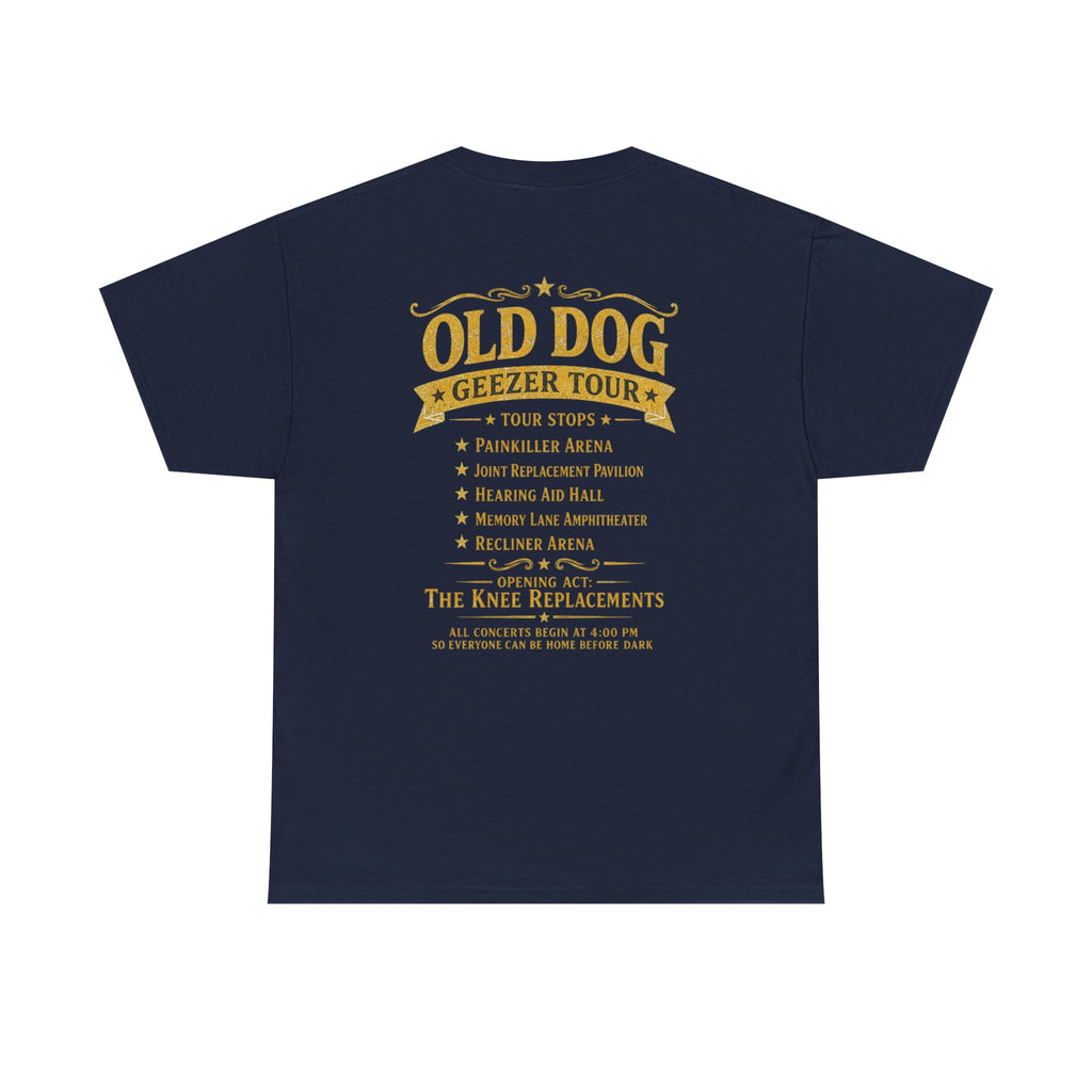 T-Shirt — "Old Dog" Retro Skull Design "Too Tough to Quit" Vintage Biker Tee