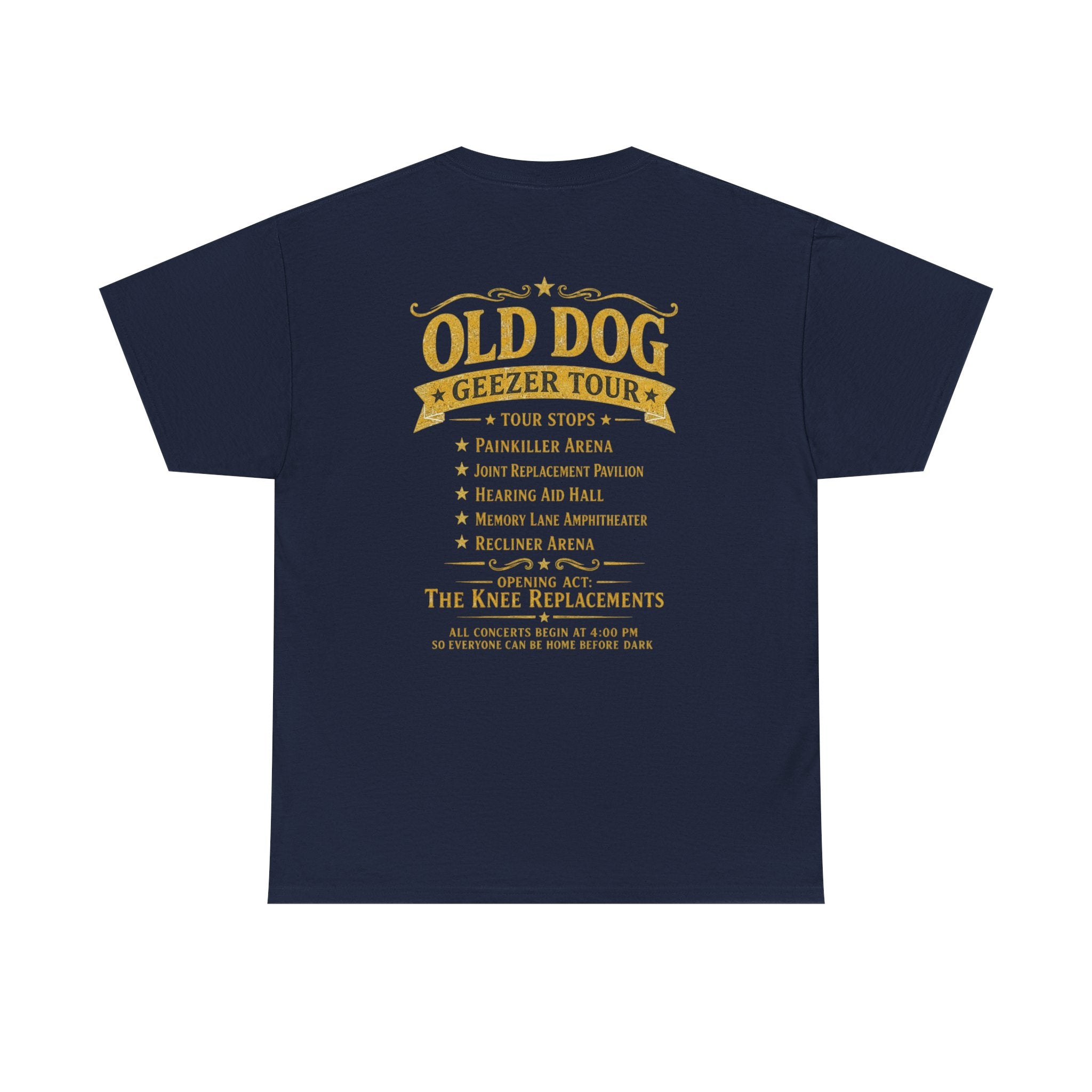 T-Shirt — "Old Dog" Retro Skull Design "Too Tough to Quit" Vintage Biker Tee