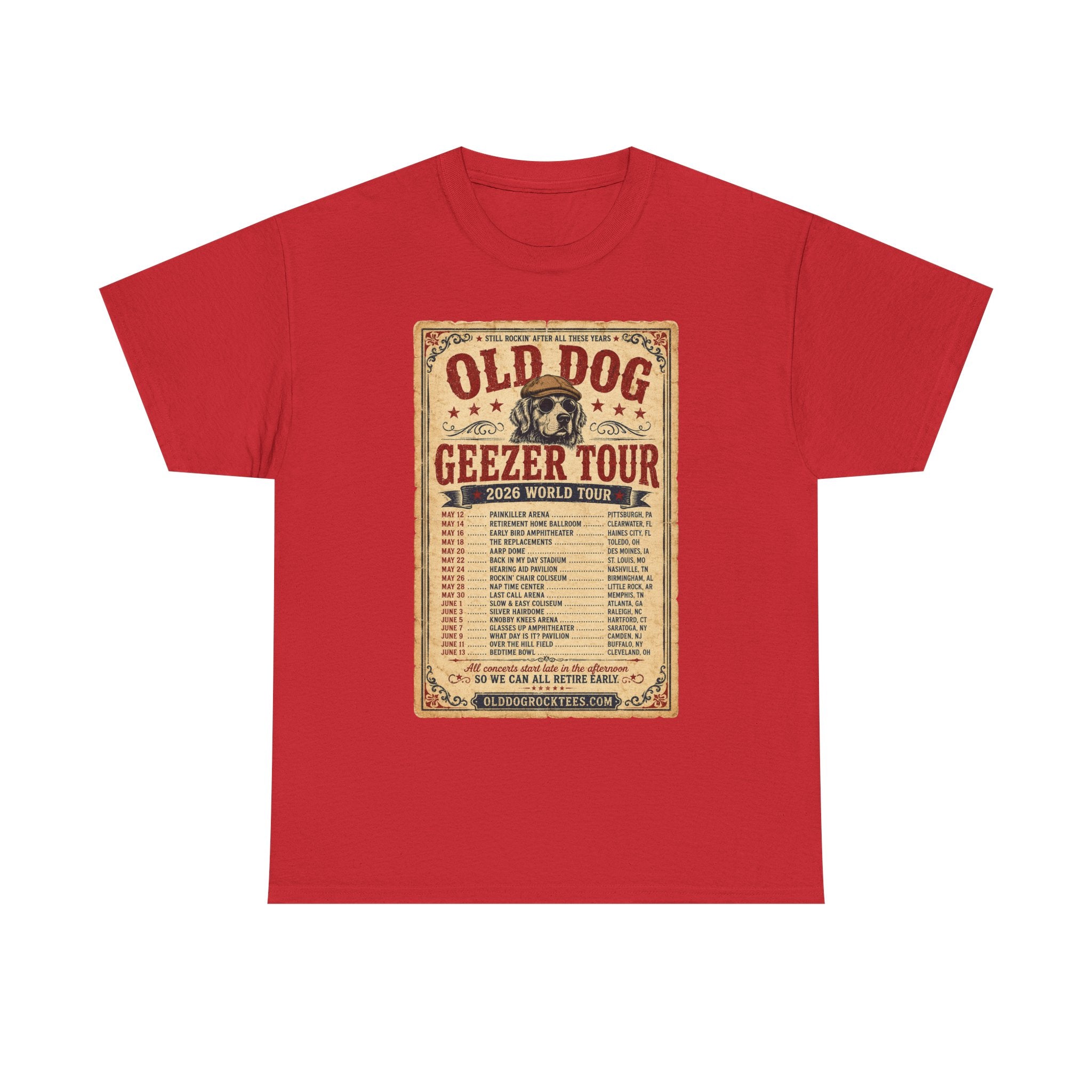 Old Dog Geezer Tour T-Shirt — Vintage Concert Poster Tee