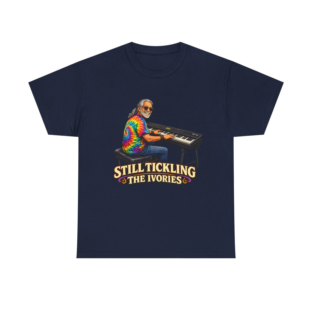 Still Tickling the Ivories T-Shirt — Retro Tie-Dye Keyboard Player Tee