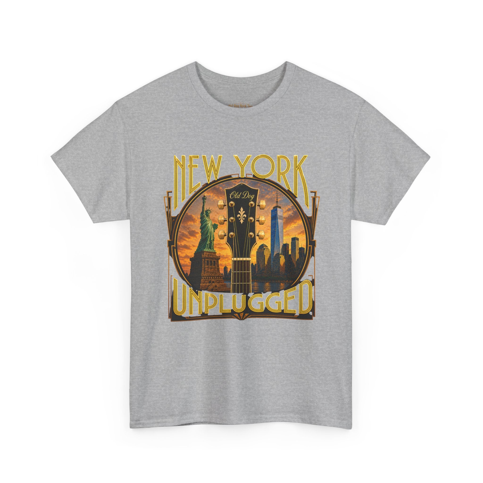 T-Shirt — "New York Unplugged" Vintage Skyline Music Tee