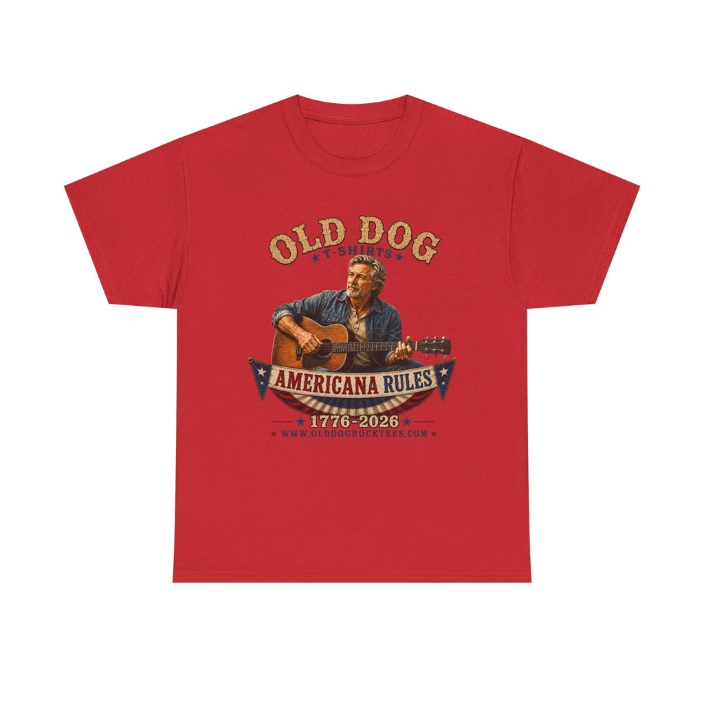 Americana Rules Tee — Old Dog Guitar Vintage Music T‑Shirt