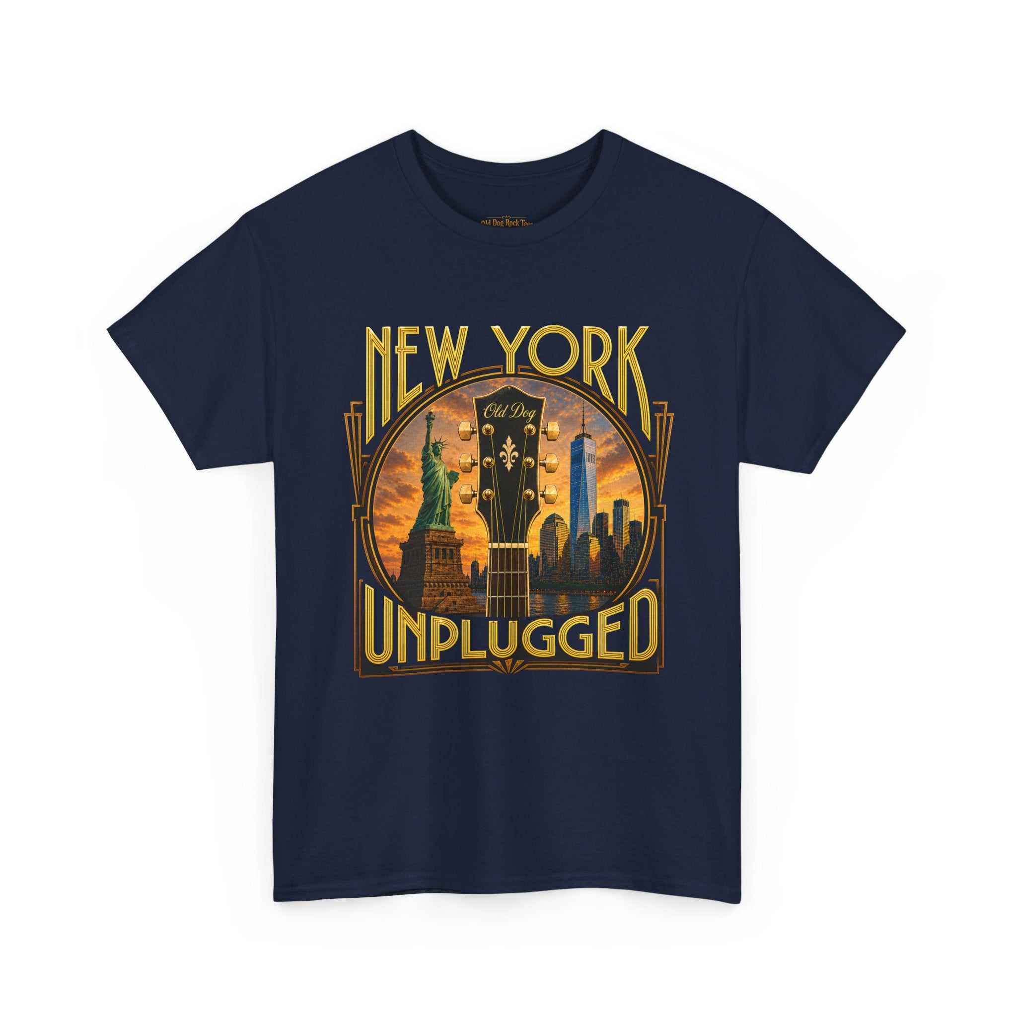 T-Shirt — "New York Unplugged" Vintage Skyline Music Tee