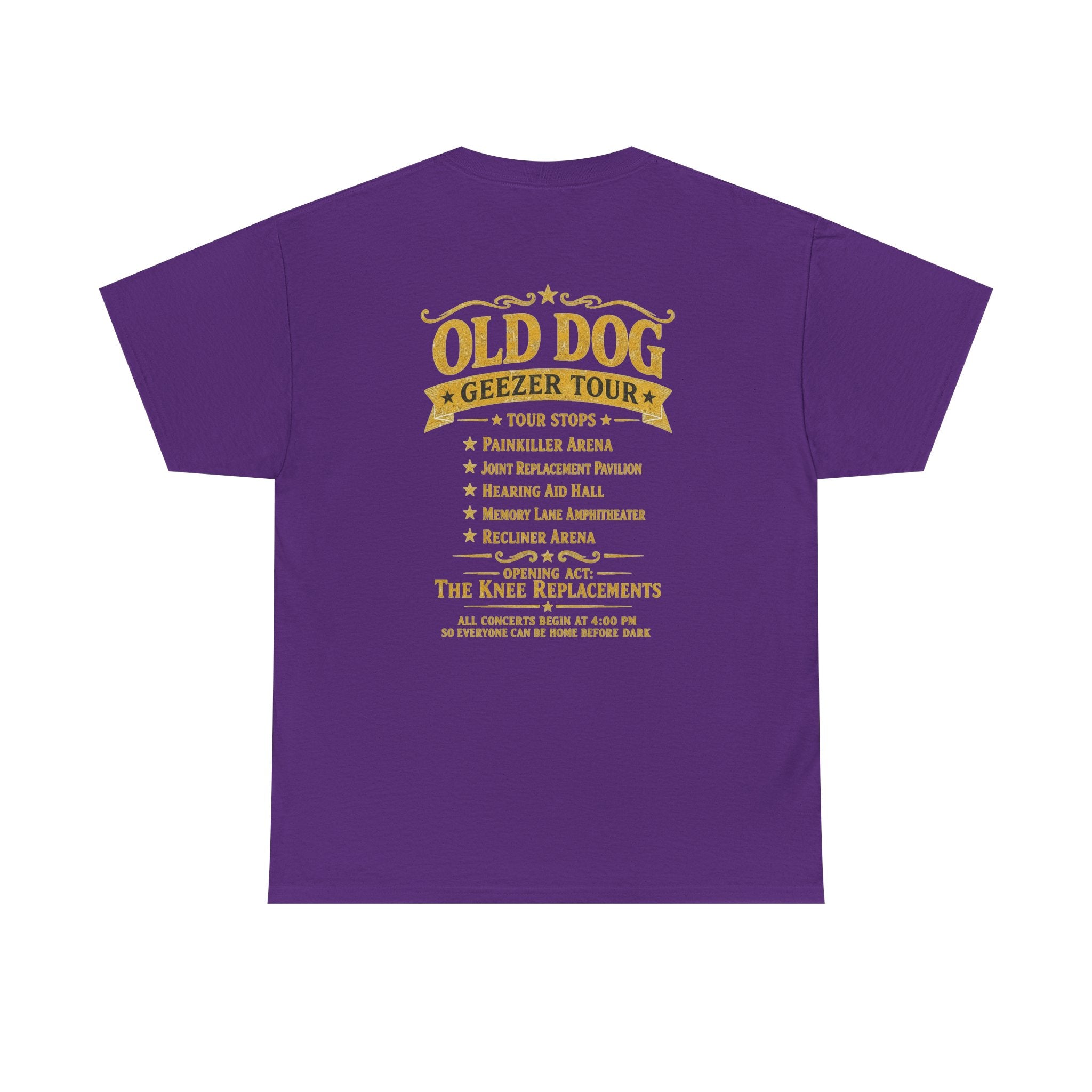 Old Dog Geezer Tour Concert T-Shirt | Back Print | Funny Rock Gift