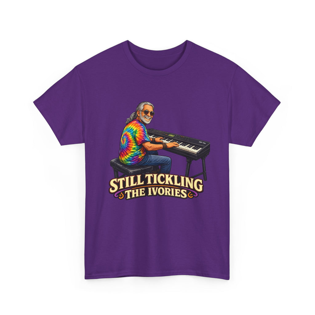 Still Tickling the Ivories T-Shirt — Retro Tie-Dye Keyboard Player Tee