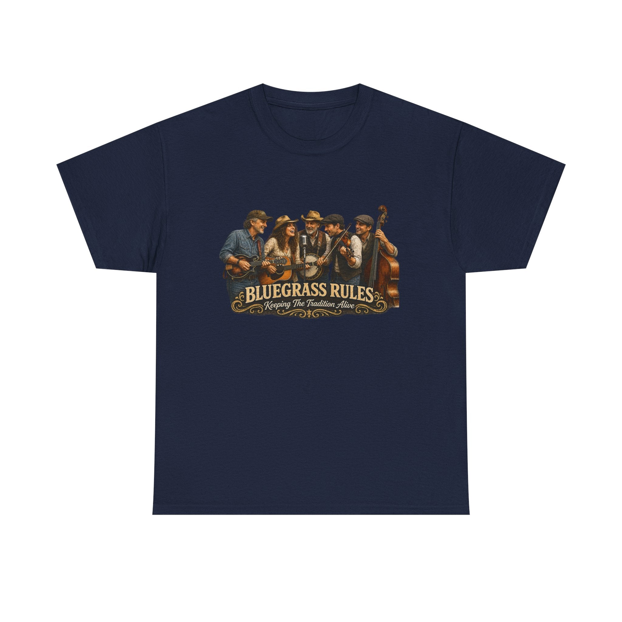 Bluegrass Rules Band T-Shirt — Vintage Acoustic Music Tee