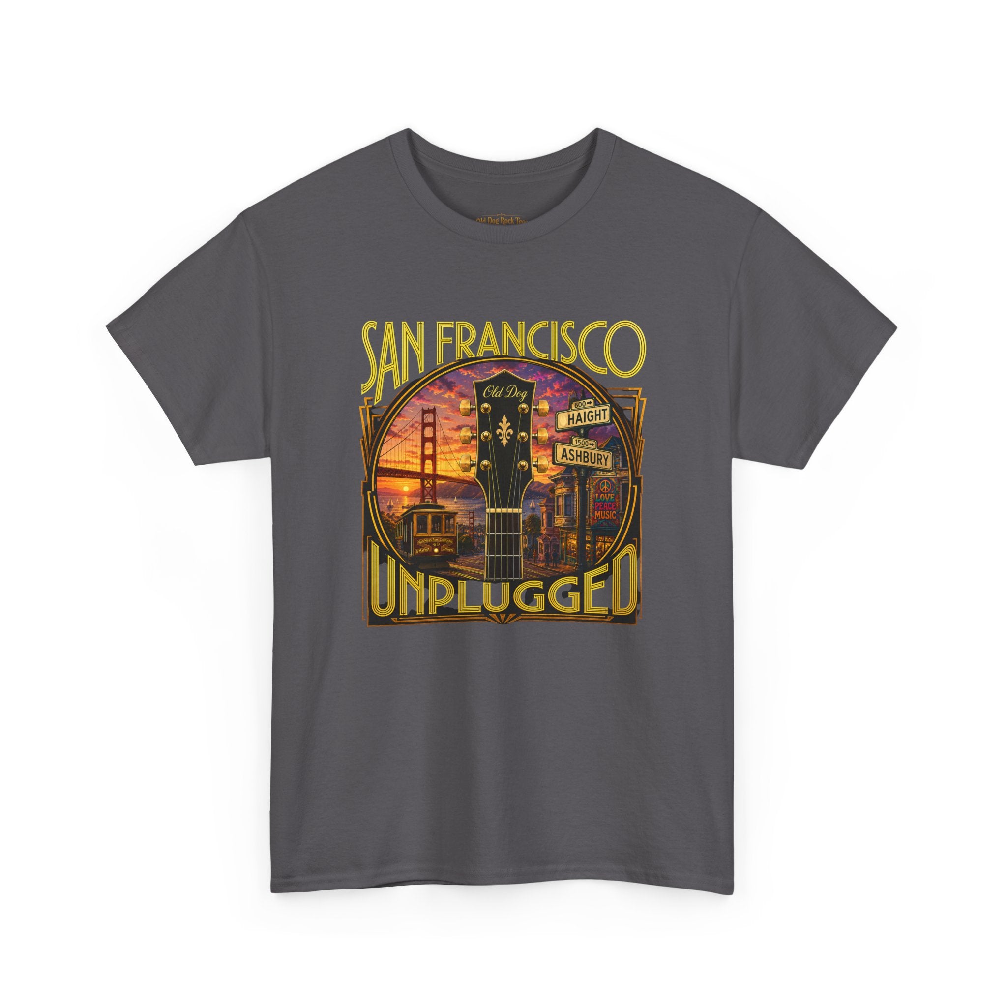 San Francisco Unplugged Tee — Vintage Sunset Golden Gate Tour Shirt