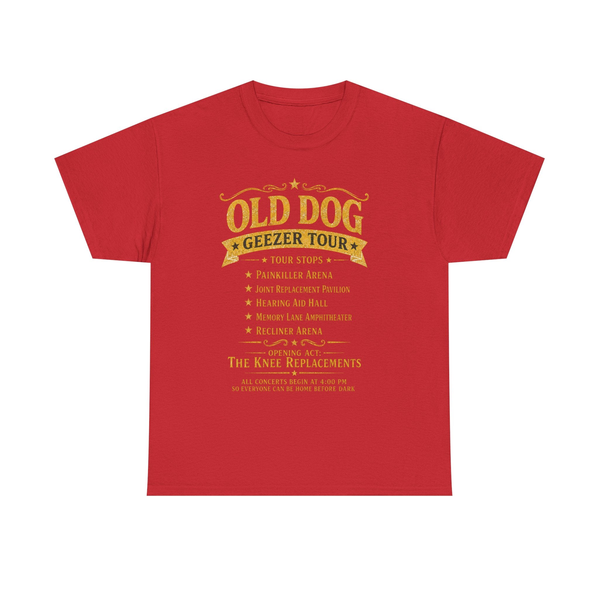 Old Dog Geezer Tour T-Shirt — Funny Retirement / Senior Humor Tee