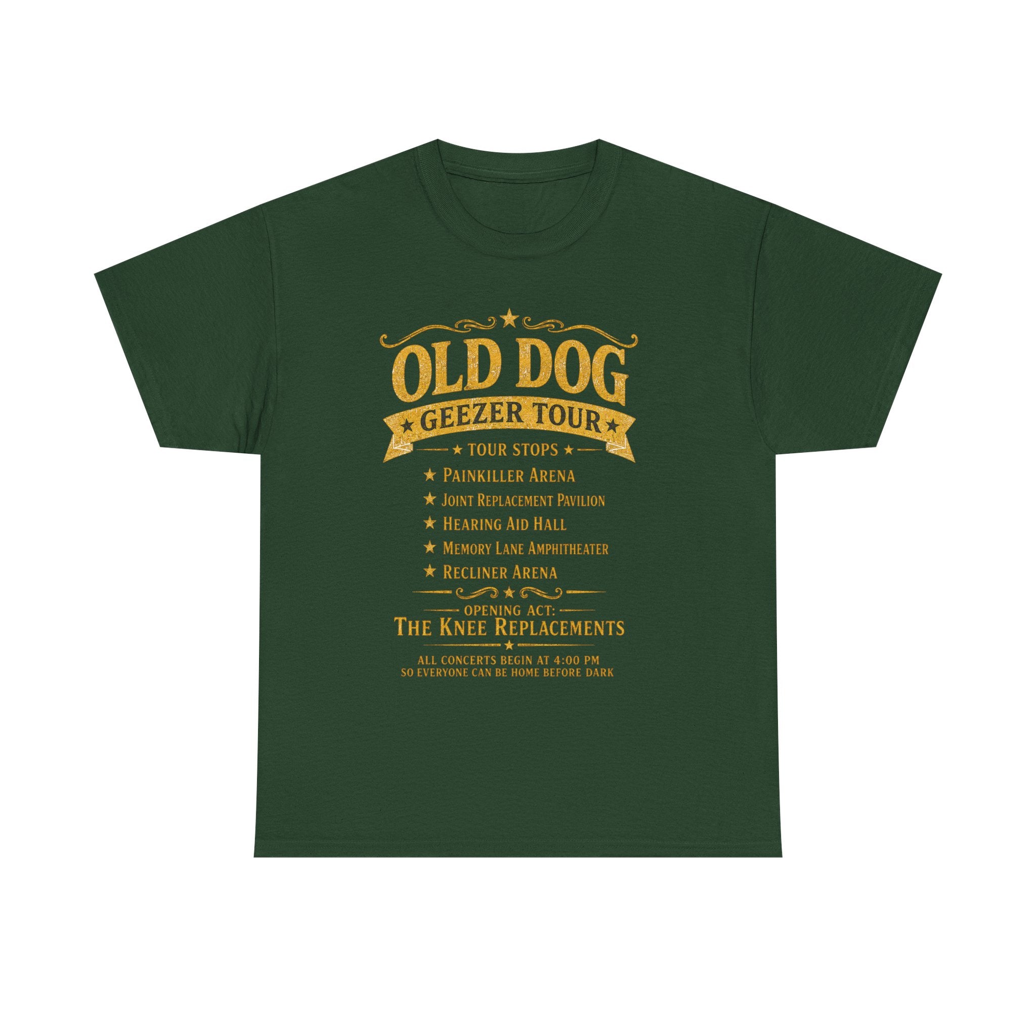 Old Dog Geezer Tour T-Shirt — Funny Retirement / Senior Humor Tee
