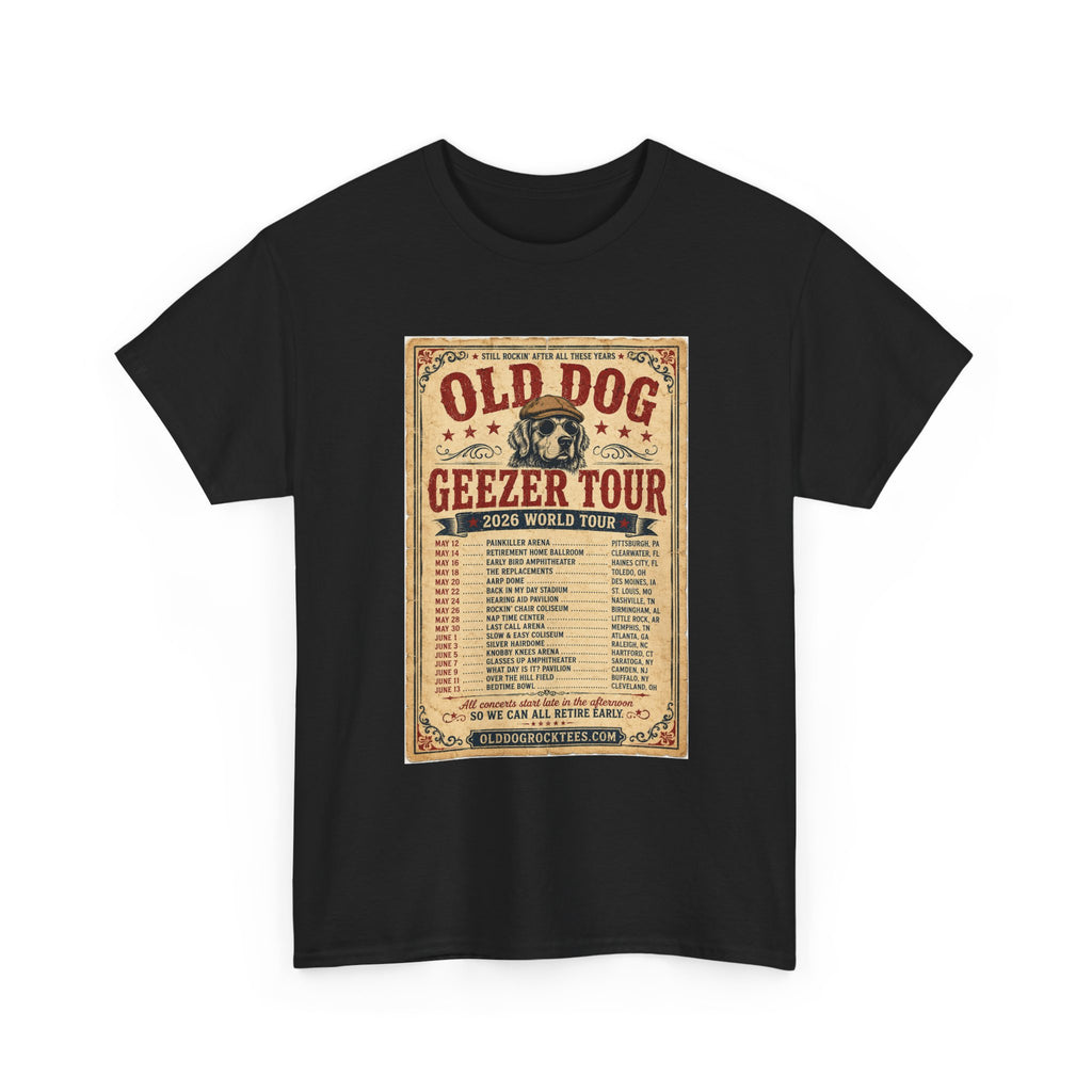 Old Dog Geezer Tour Vintage Concert Poster Tee