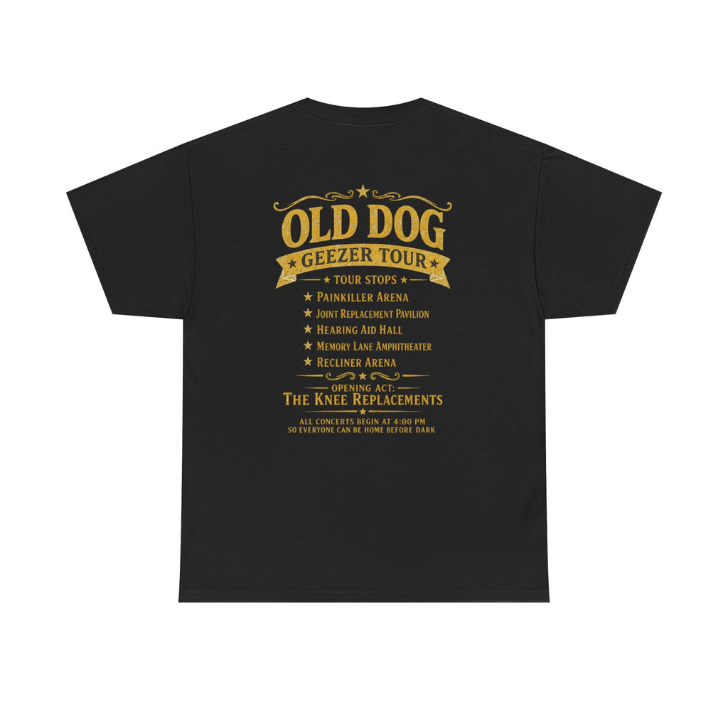 T-Shirt — "Old Dog" Retro Skull Design "Too Tough to Quit" Vintage Biker Tee