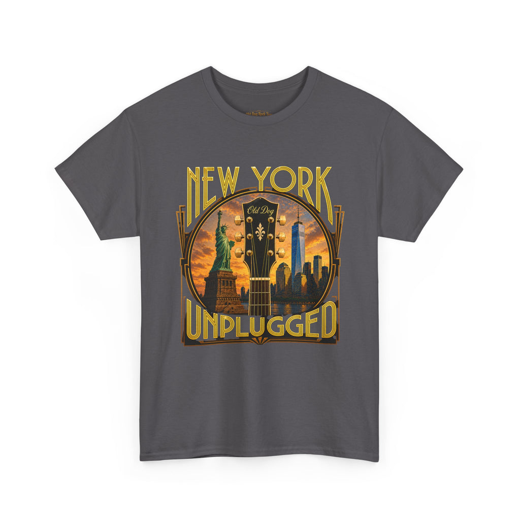 T-Shirt — "New York Unplugged" Vintage Skyline Music Tee