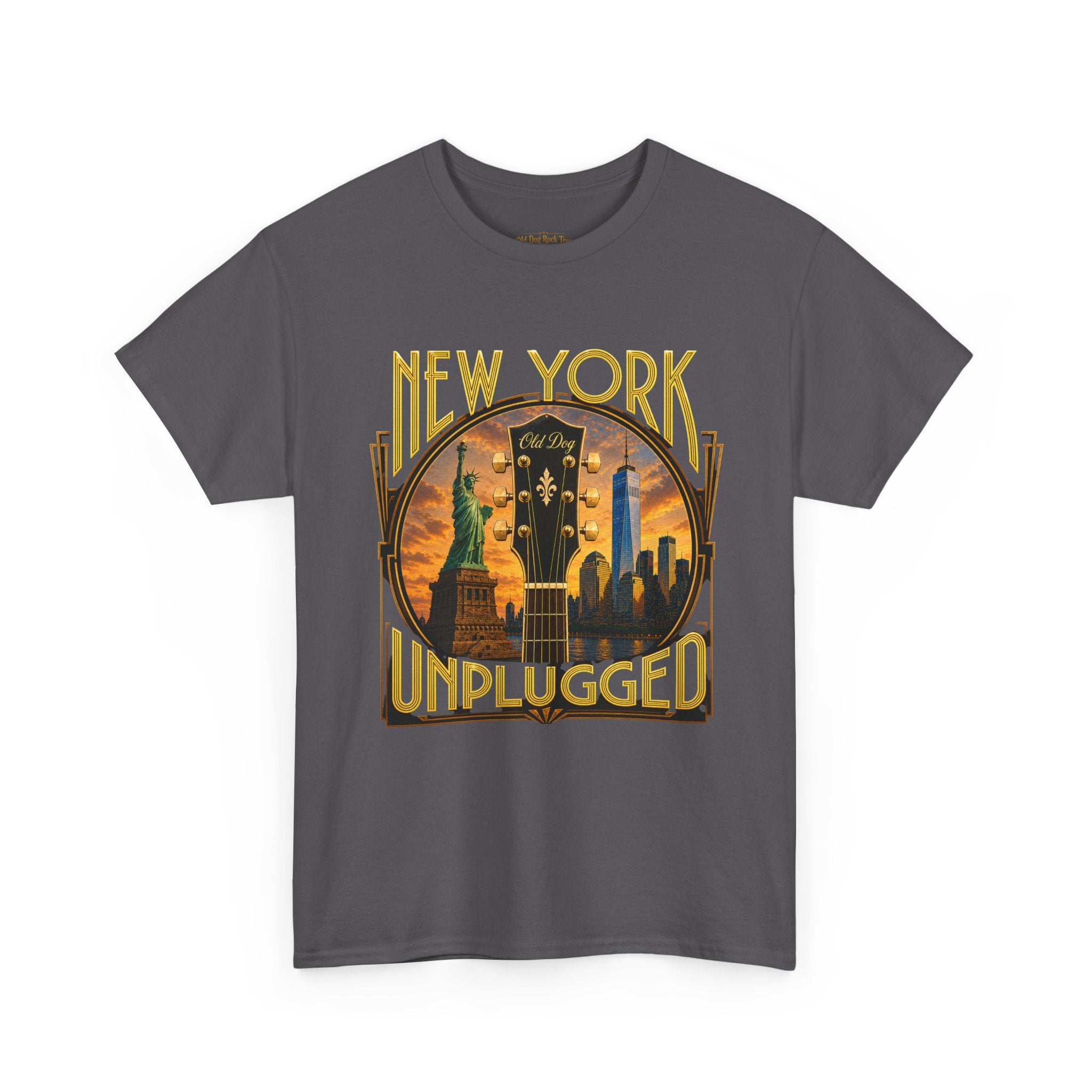 T-Shirt — "New York Unplugged" Vintage Skyline Music Tee