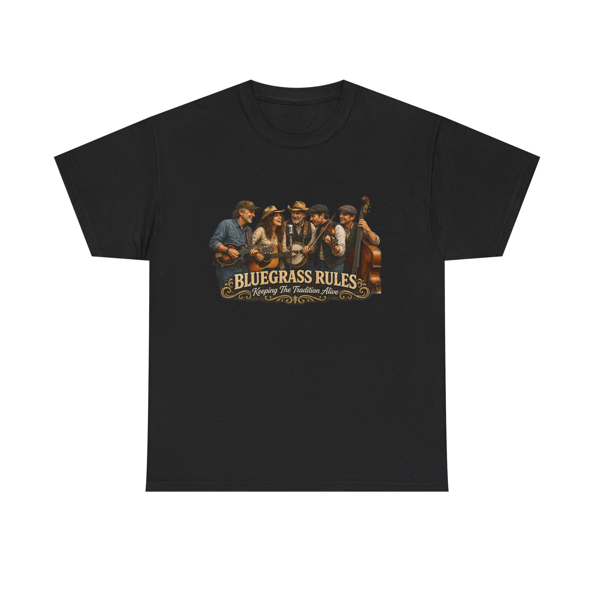 Bluegrass Rules Band T-Shirt — Vintage Acoustic Music Tee