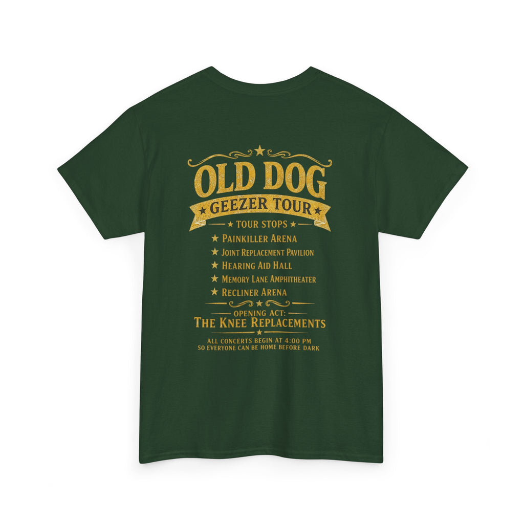 T-Shirt — "Old Dog" Retro Skull Design "Too Tough to Quit" Vintage Biker Tee
