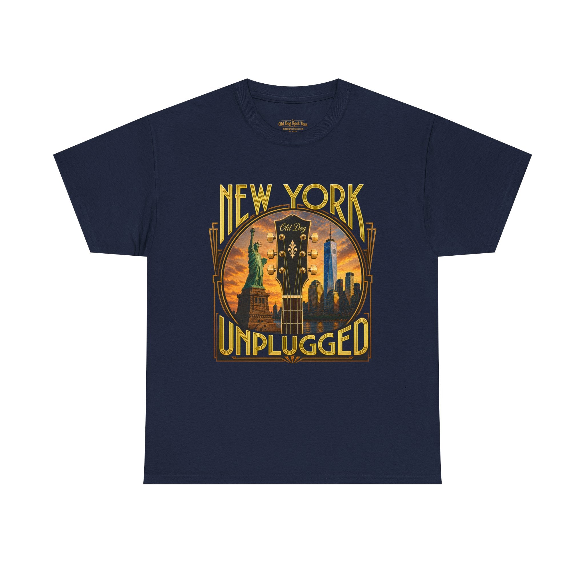 T-Shirt — "New York Unplugged" Vintage Skyline Music Tee