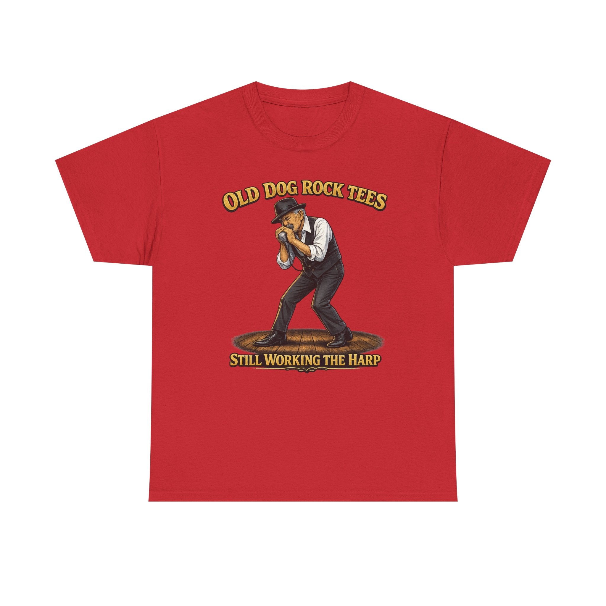 Harmonica Player Tee — "Old Dog Rock Tees: Still Working the Harp" Graphic T-Shirt