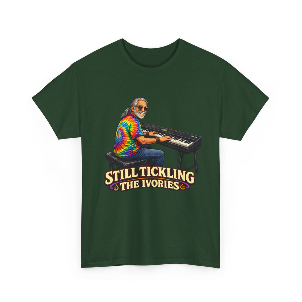 Still Tickling the Ivories T-Shirt — Retro Tie-Dye Keyboard Player Tee