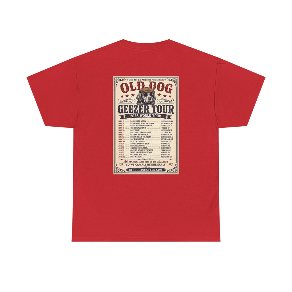 Old Dog Geezer Tour T-Shirt — Vintage Rock Tour Poster Tee
