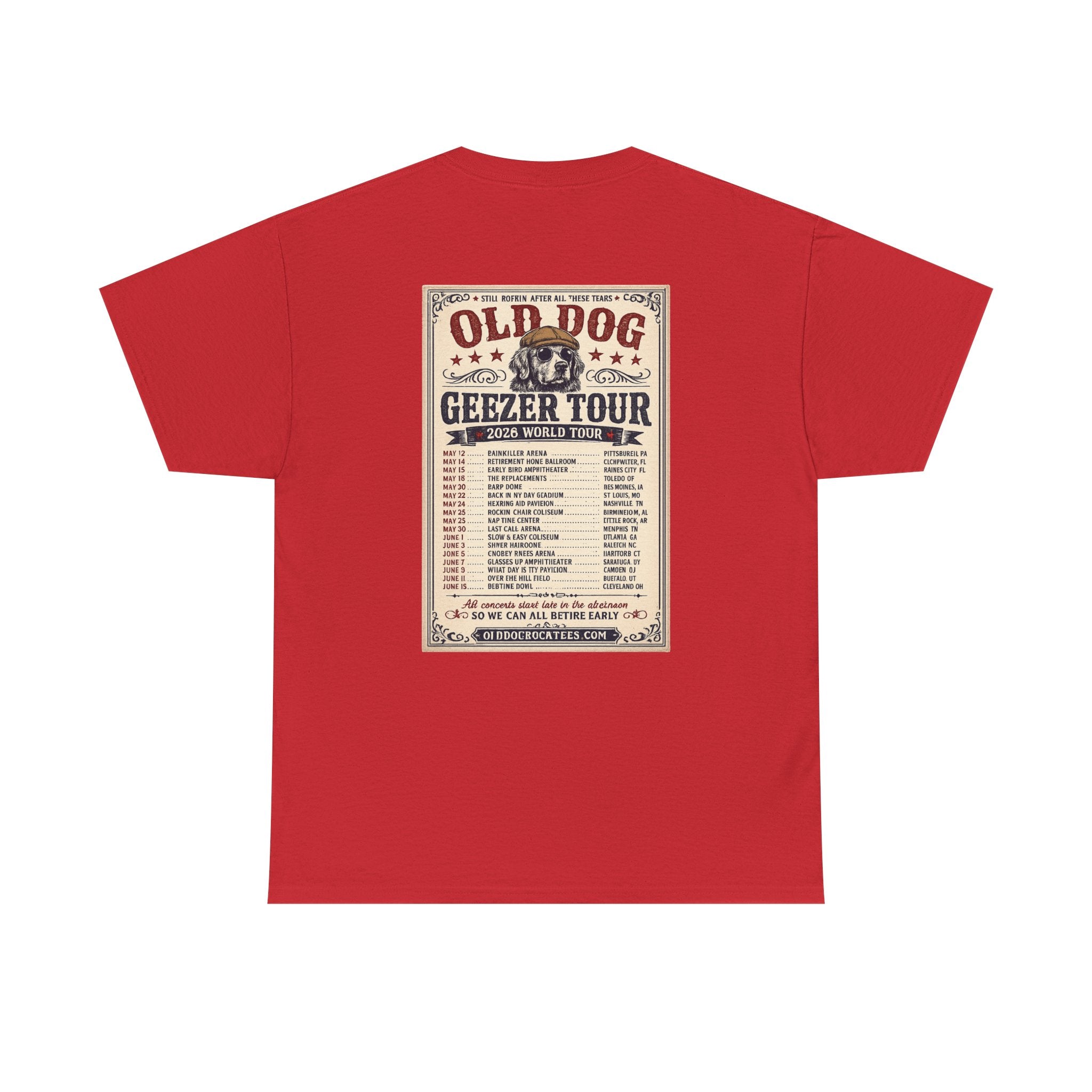 Old Dog Geezer Tour T-Shirt — Vintage Rock Tour Poster Tee