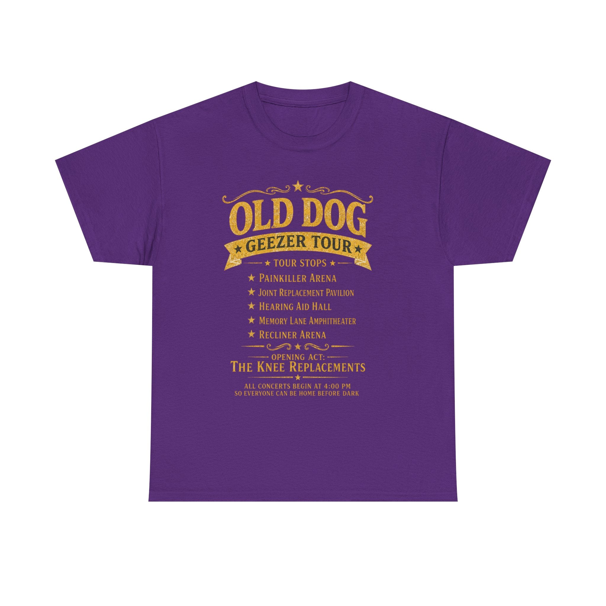 Old Dog Geezer Tour T-Shirt — Funny Retirement / Senior Humor Tee