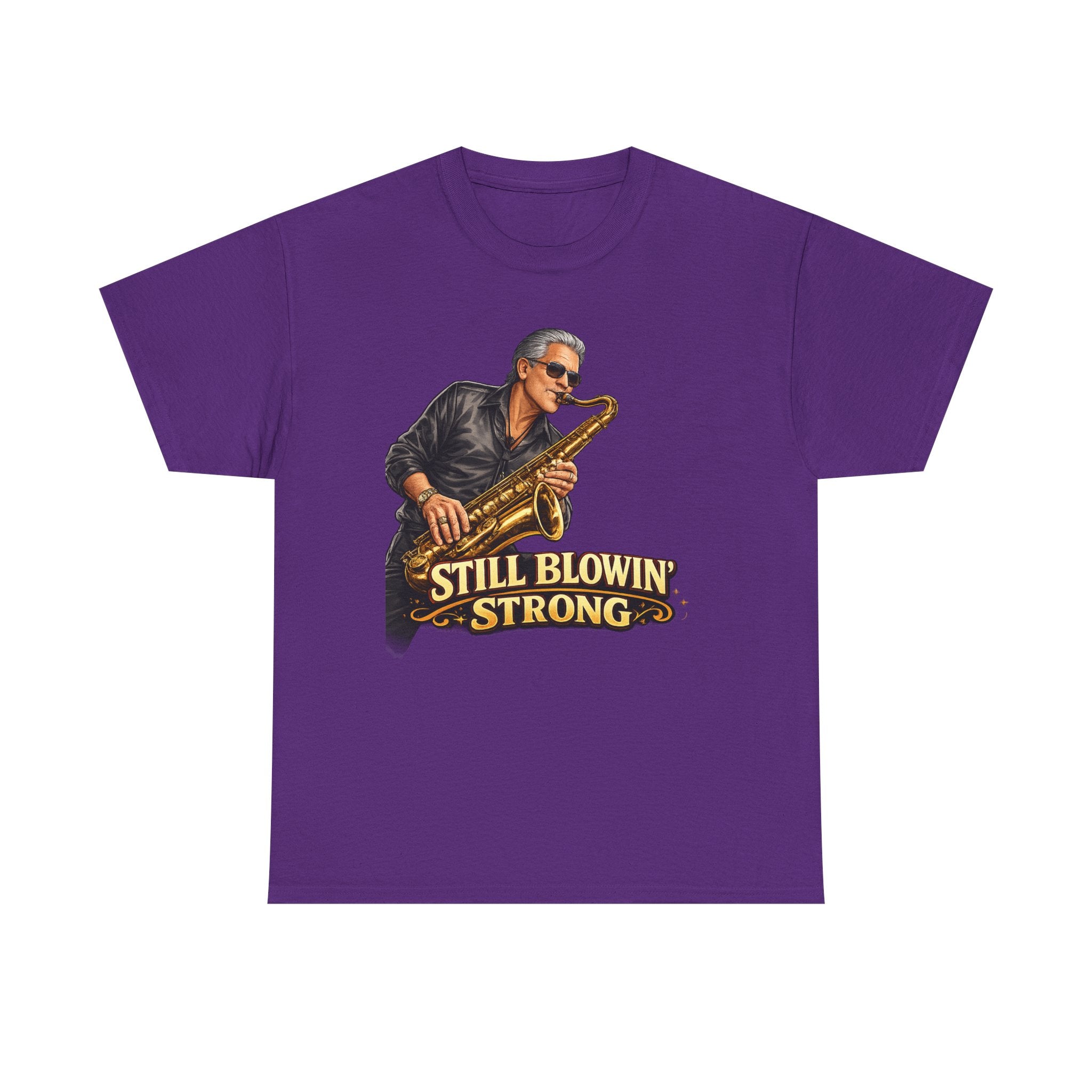 Saxophone Tee — “Still Blowin' Strong” Vintage Jazz Music T-Shirt
