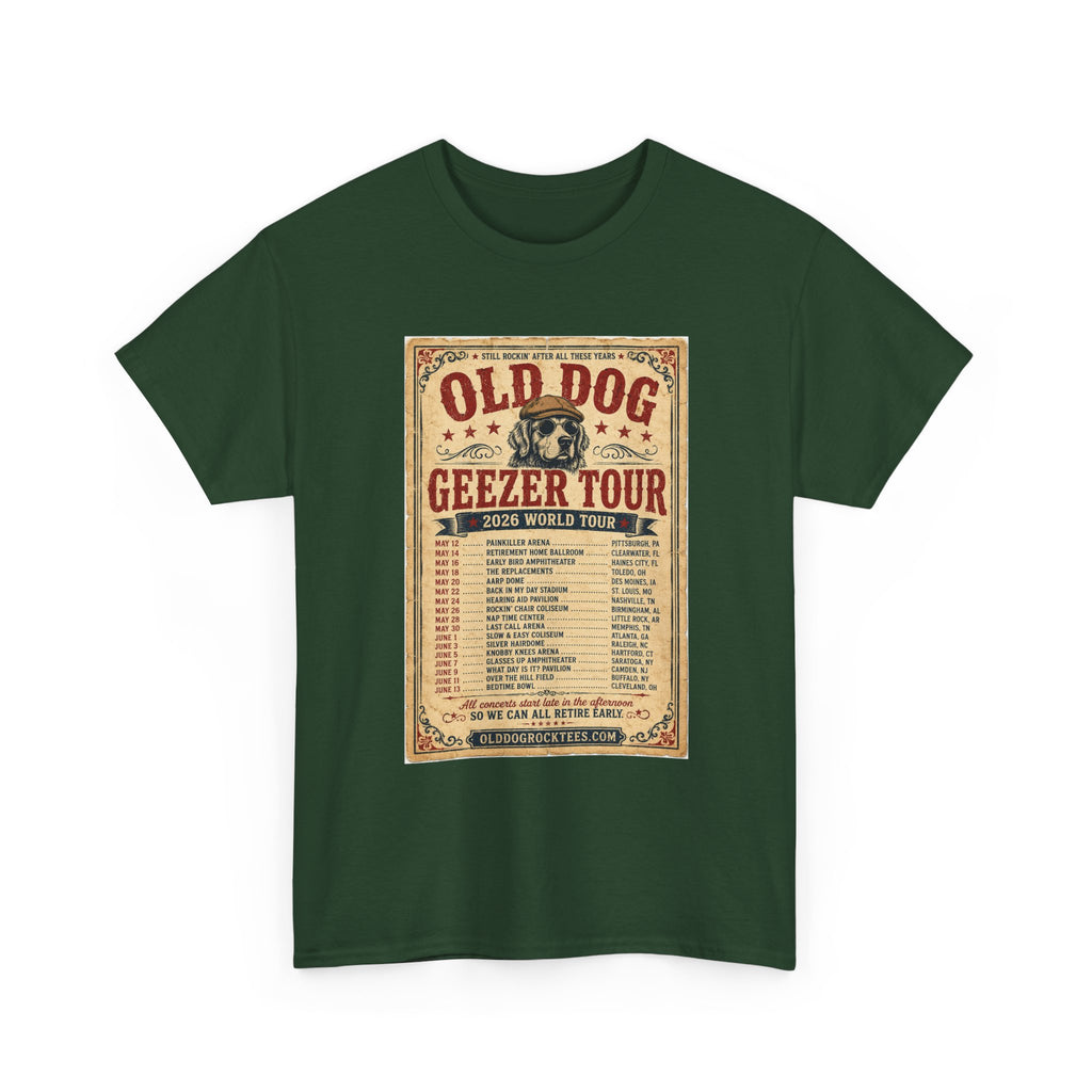 Old Dog Geezer Tour Vintage Concert Poster Tee