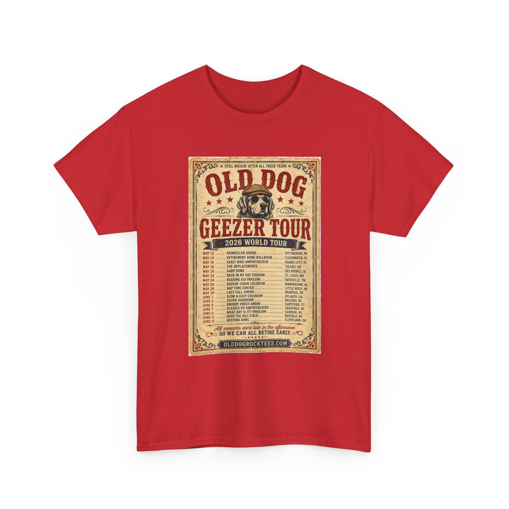 Old Dog Geezer Tour Vintage Concert Poster Tee