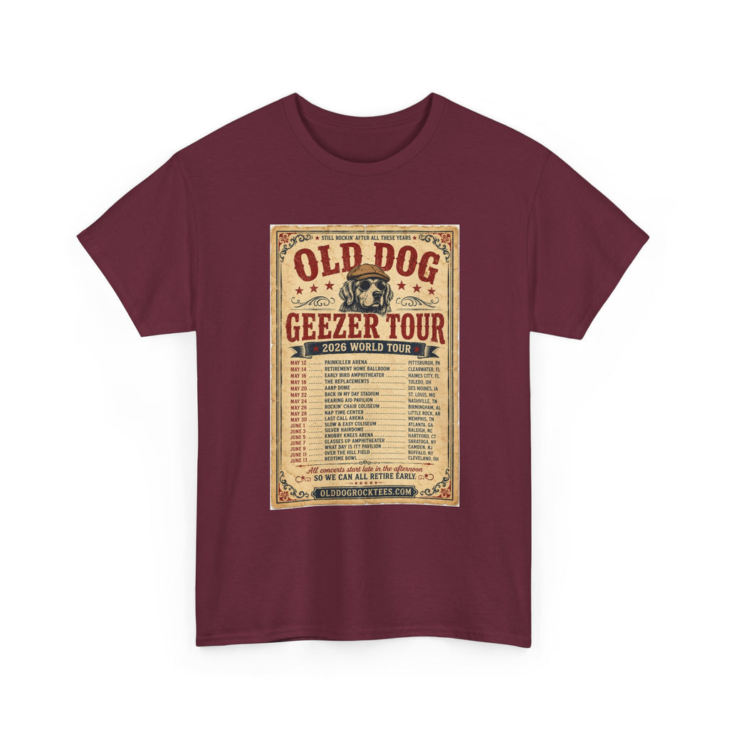 Old Dog Geezer Tour Vintage Concert Poster Tee