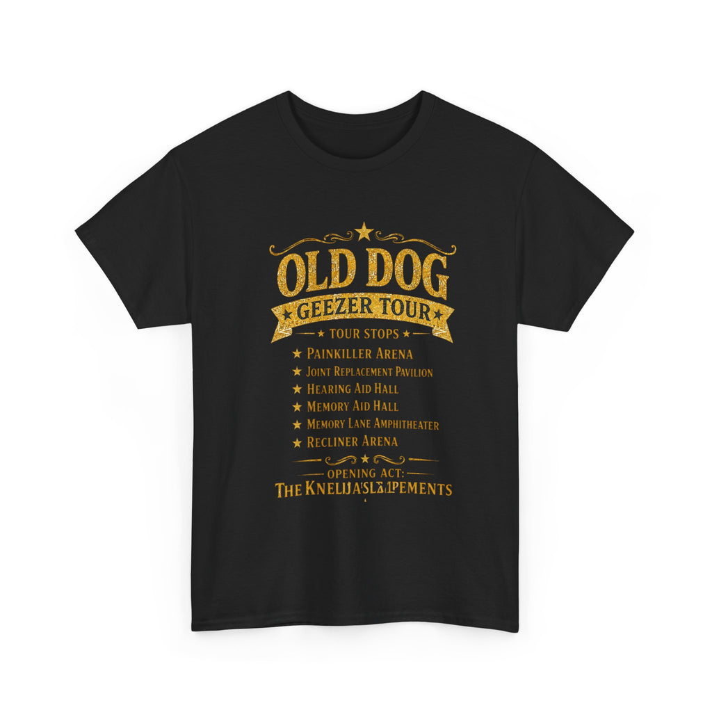 Old Dog Geezer Tour T-Shirt — Funny Senior Pet Lover Tee