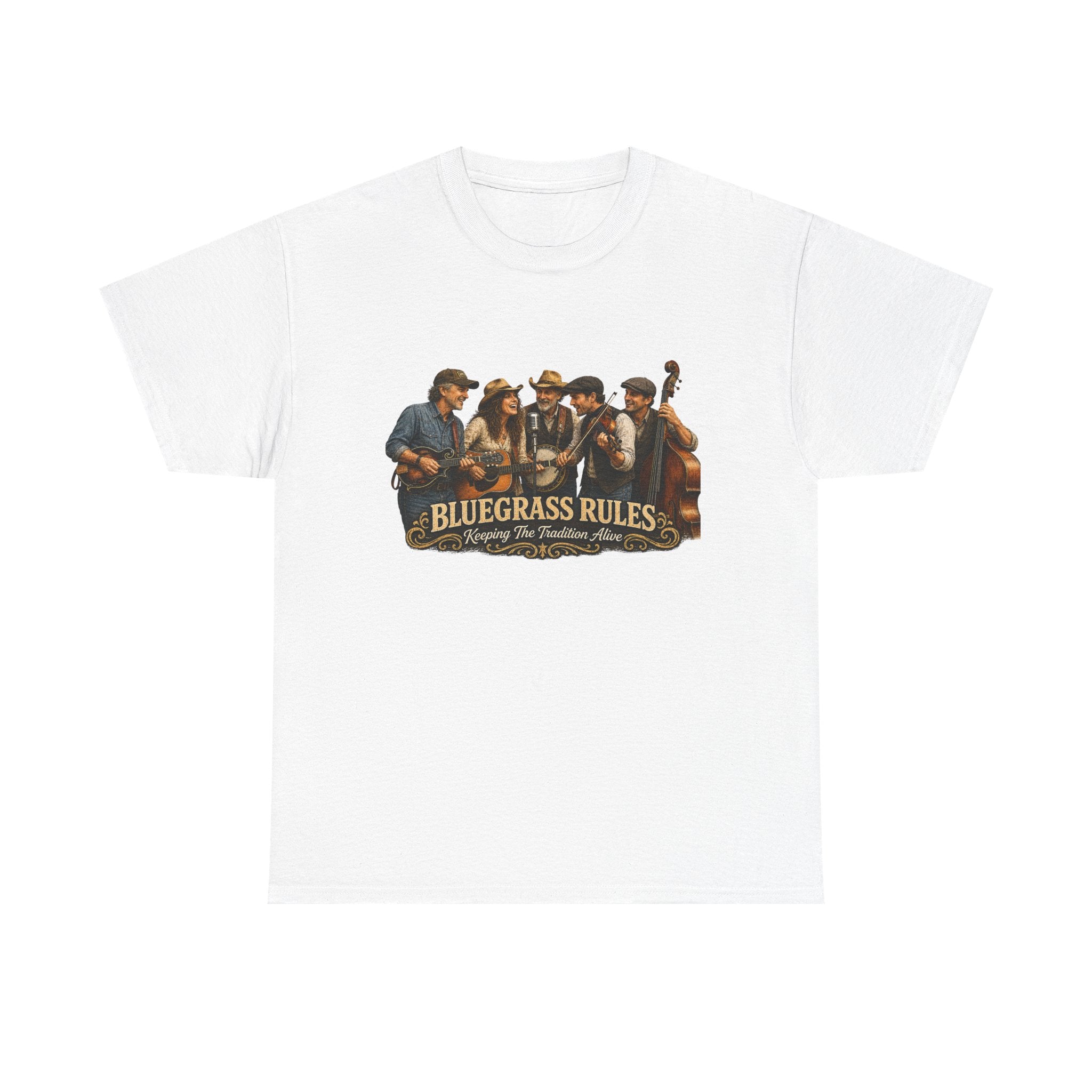 Bluegrass Rules Band T-Shirt — Vintage Acoustic Music Tee