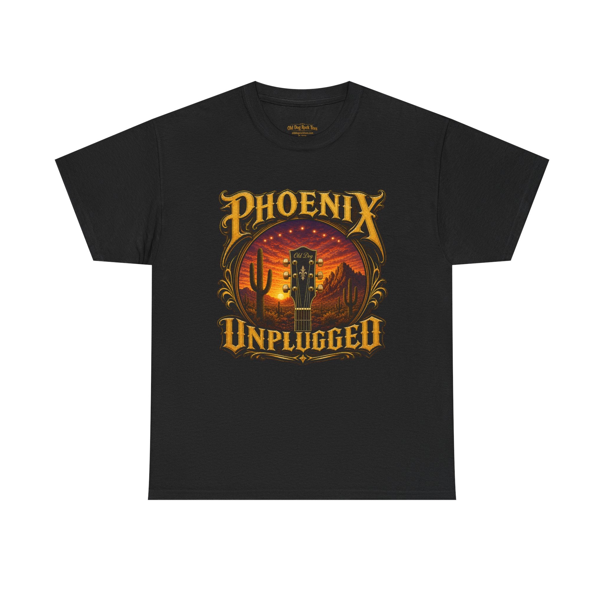 Phoenix Unplugged Tee — Desert Sunset Guitar Band Shirt