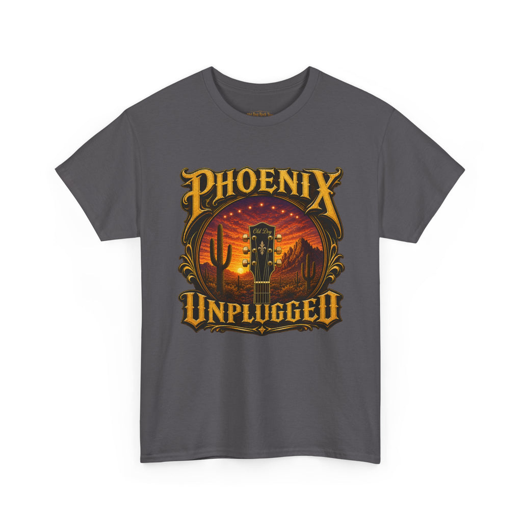 Phoenix Unplugged Tee — Desert Sunset Guitar Band Shirt