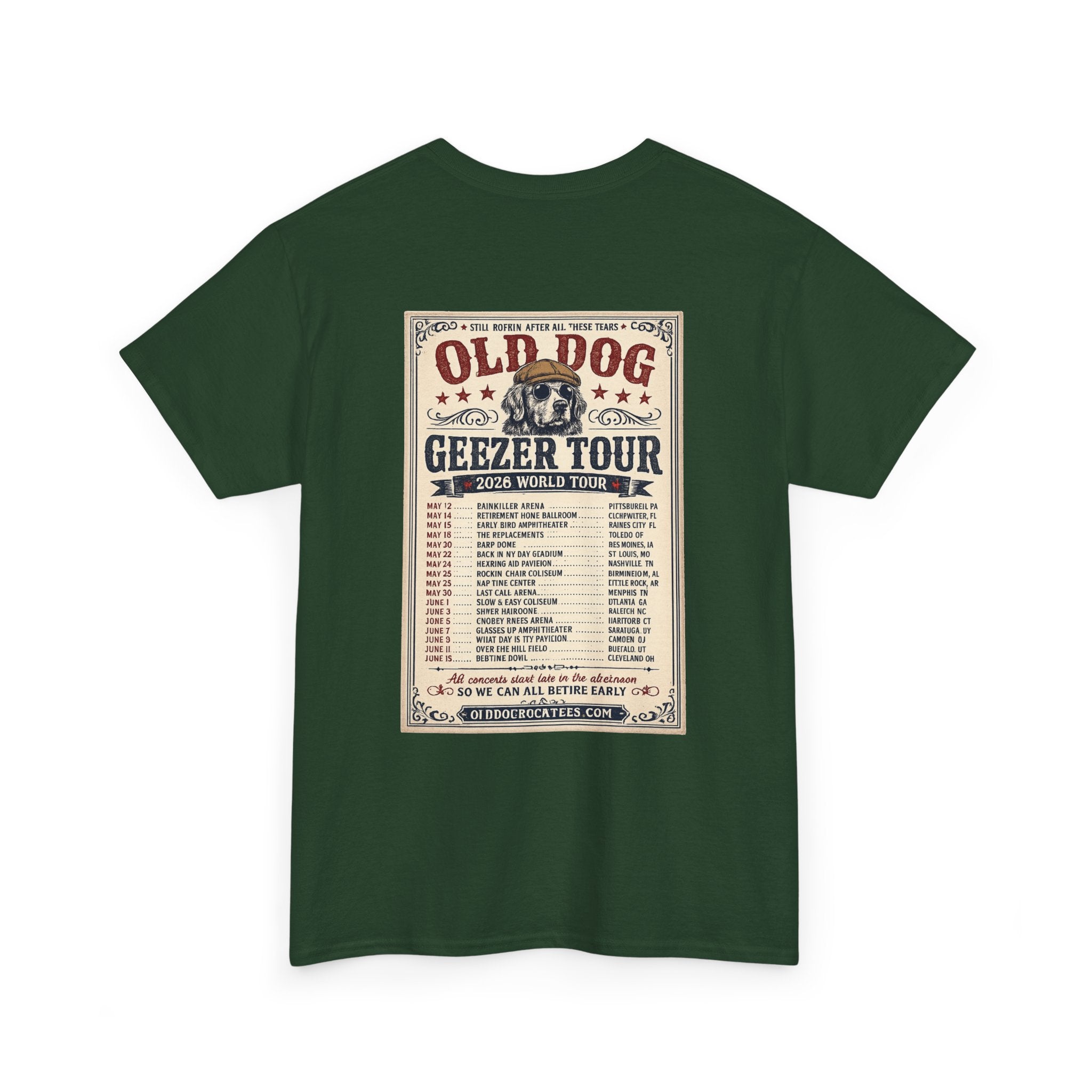 Old Dog Geezer Tour T-Shirt — Vintage Rock Tour Poster Tee