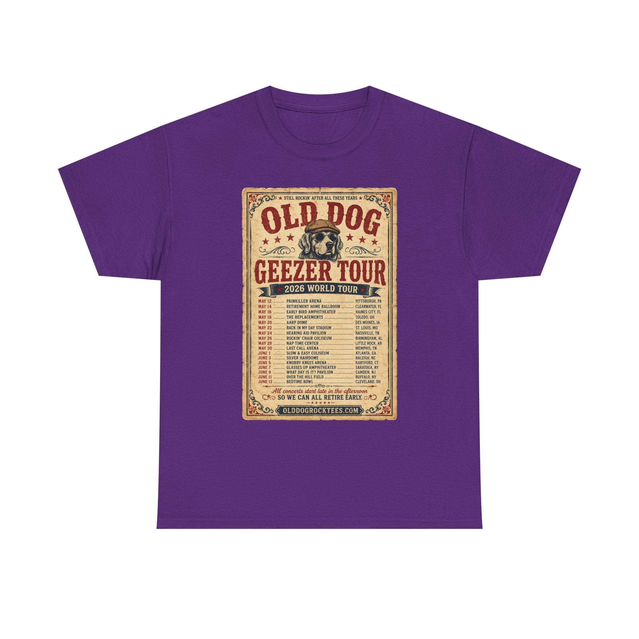 Old Dog Geezer Tour T-Shirt — Vintage Concert Poster Tee