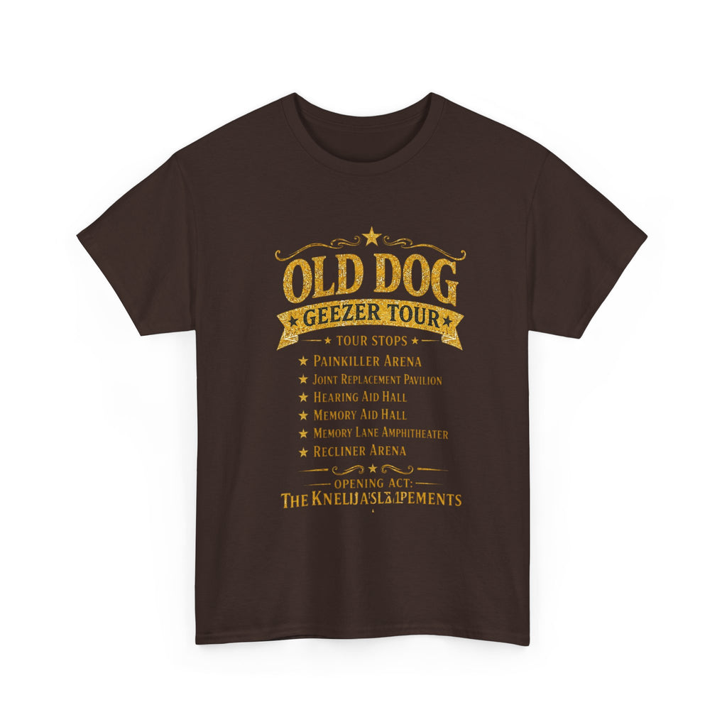 Old Dog Geezer Tour T-Shirt — Funny Senior Pet Lover Tee