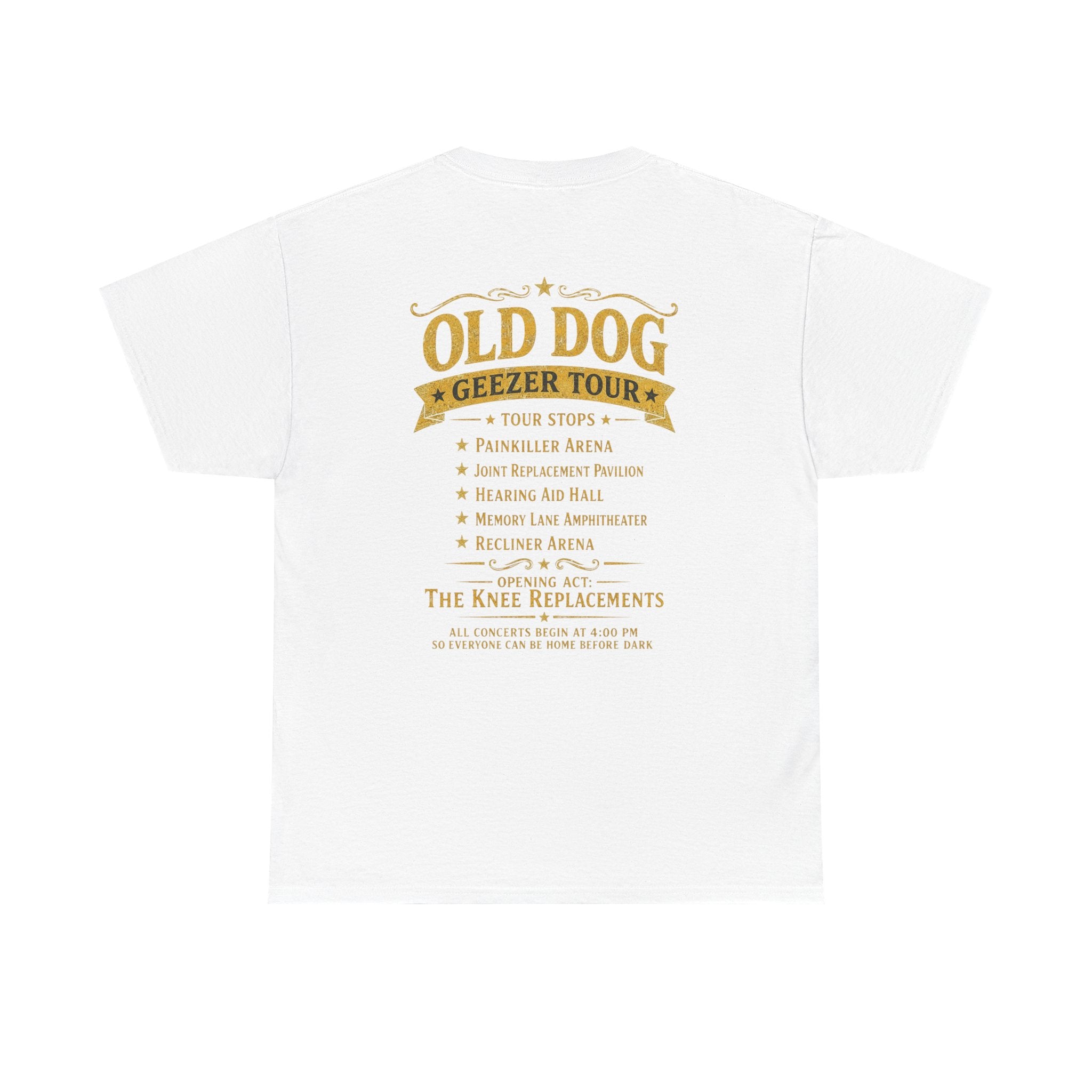 T-Shirt — "Old Dog" Retro Skull Design "Too Tough to Quit" Vintage Biker Tee