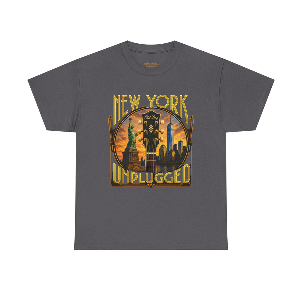 T-Shirt — "New York Unplugged" Vintage Skyline Music Tee