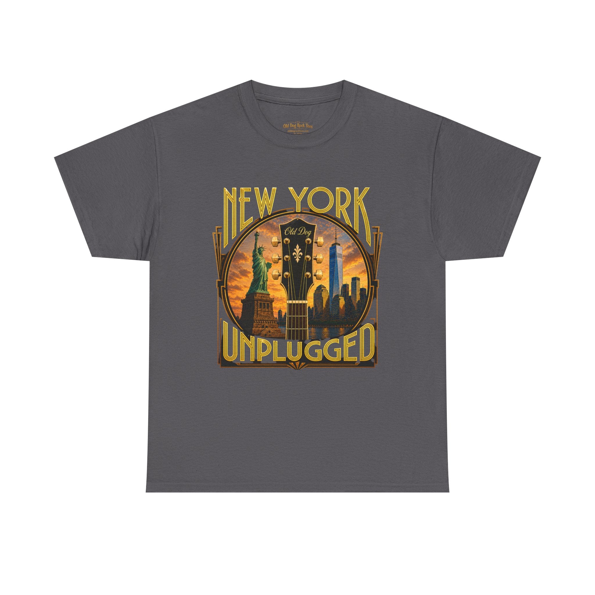 T-Shirt — "New York Unplugged" Vintage Skyline Music Tee