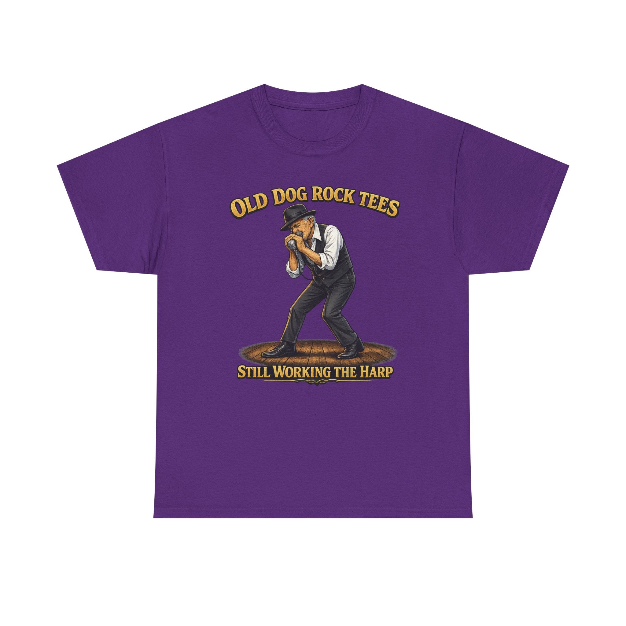 Harmonica Player Tee — "Old Dog Rock Tees: Still Working the Harp" Graphic T-Shirt