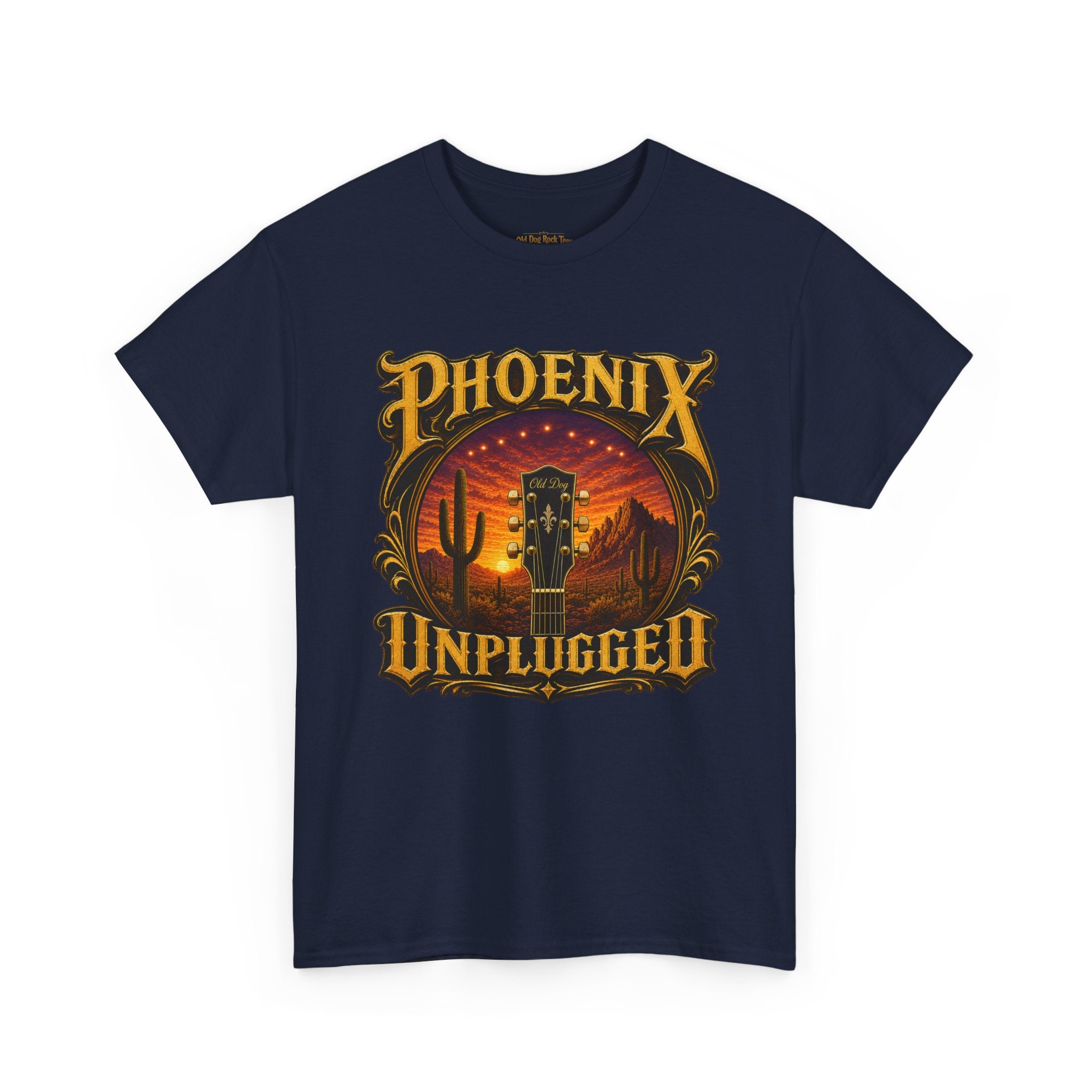 Phoenix Unplugged Tee — Desert Sunset Guitar Band Shirt