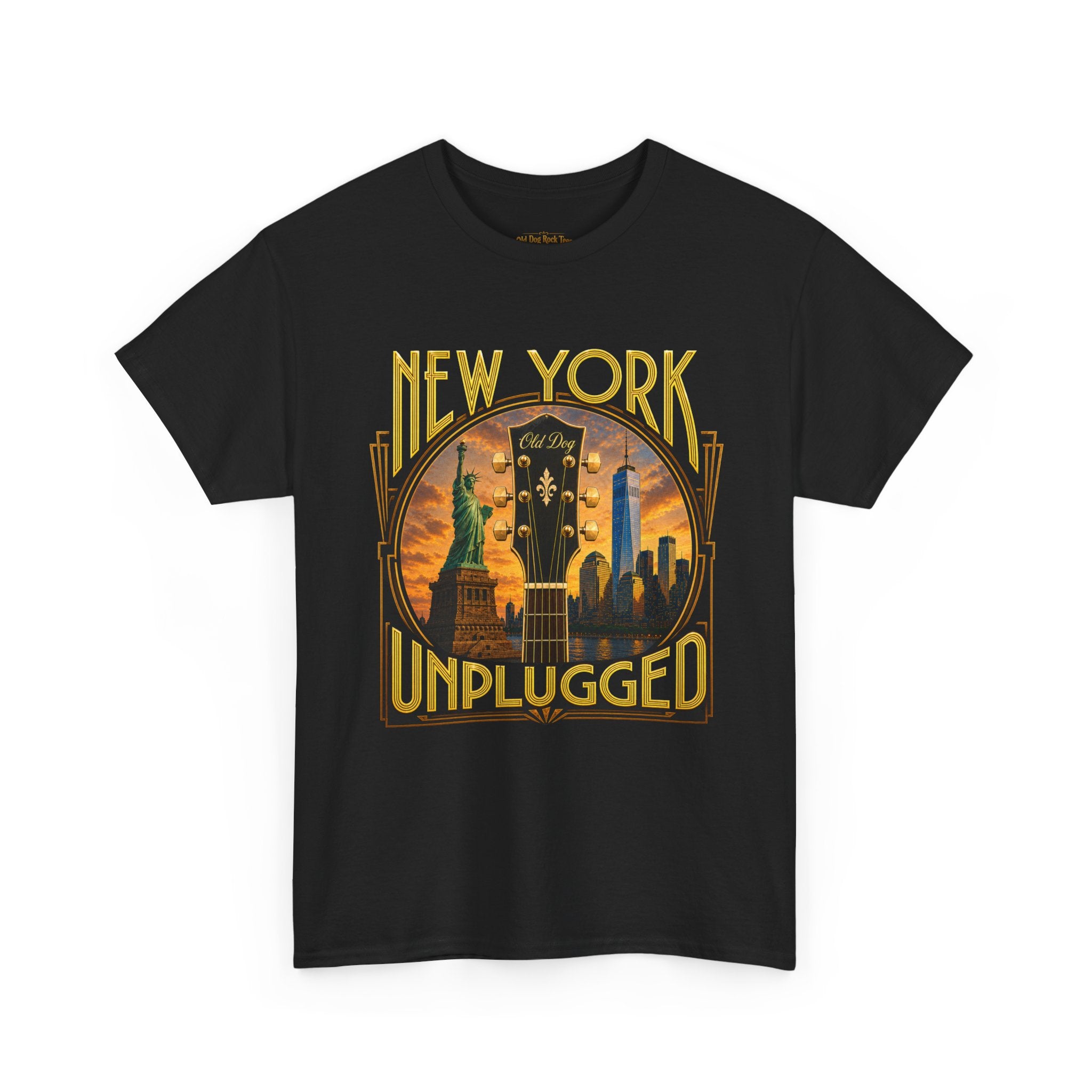 T-Shirt — "New York Unplugged" Vintage Skyline Music Tee